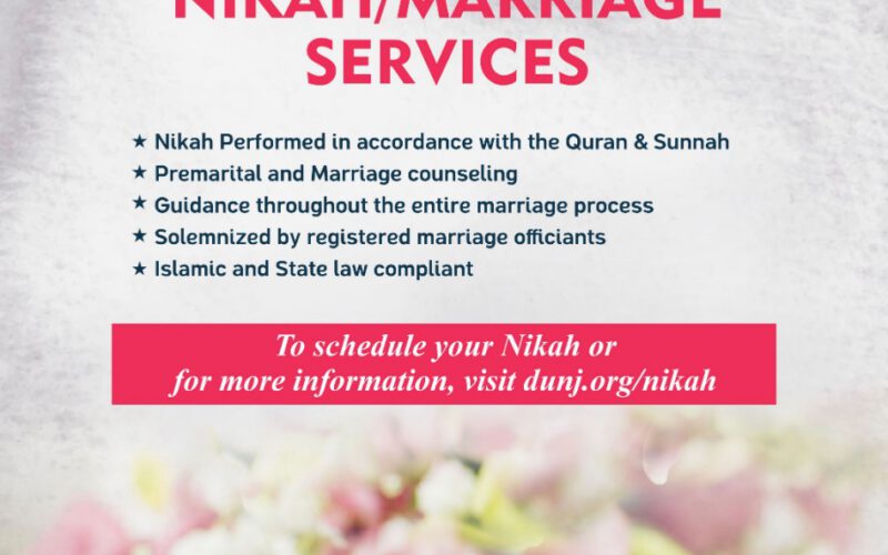 Nikah Services. We officiate marriage between muslim couples.
